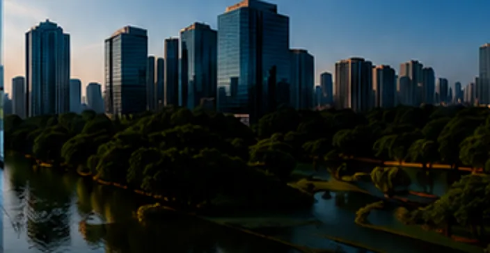 Skyline ville au crépuscule